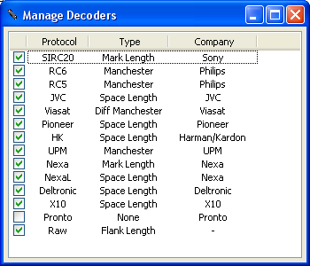  Decoder configuration dialog